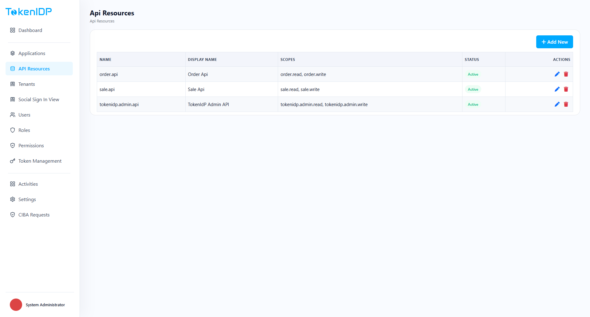 API resources screenshot