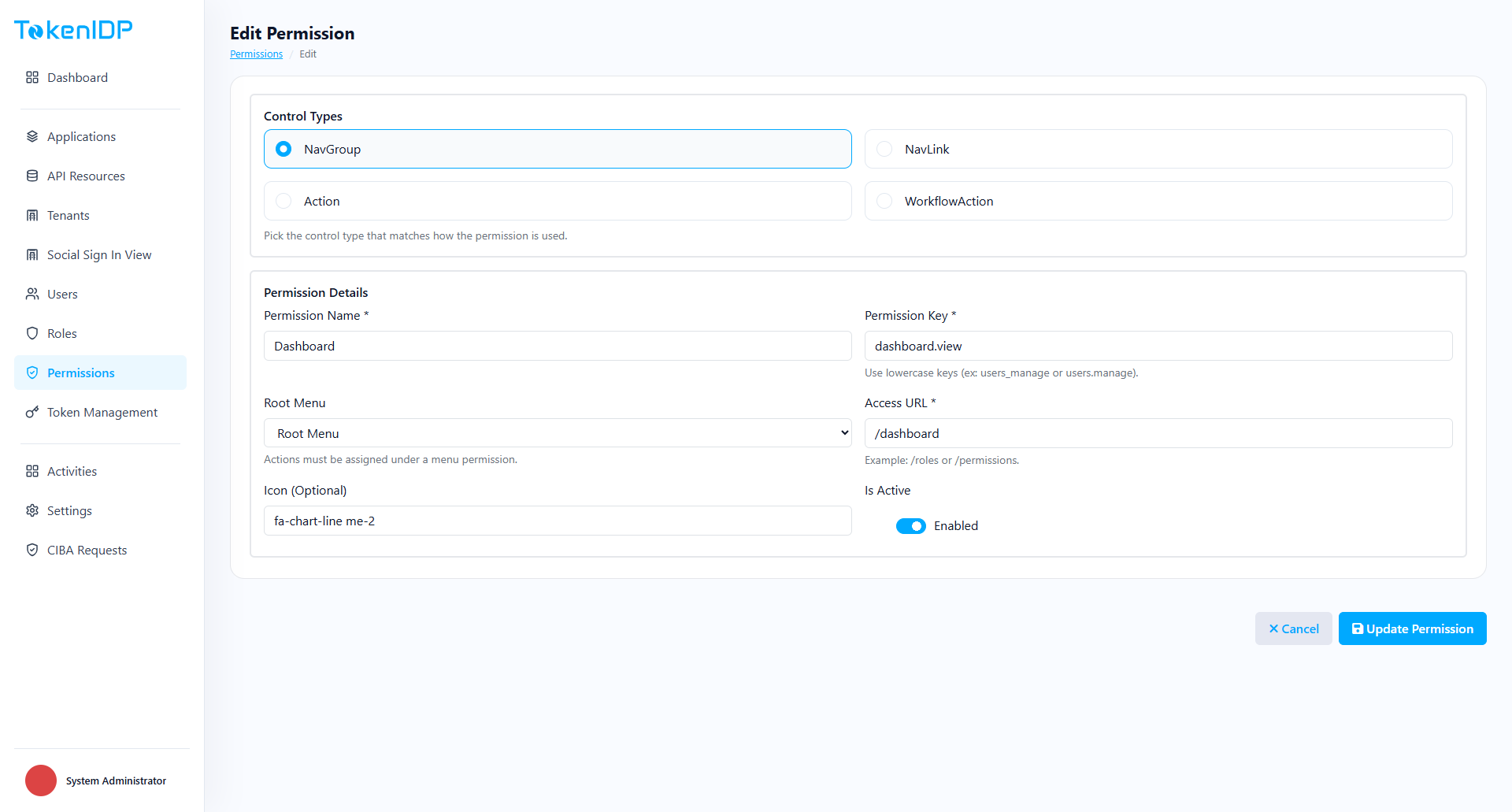 Edit permission settings
