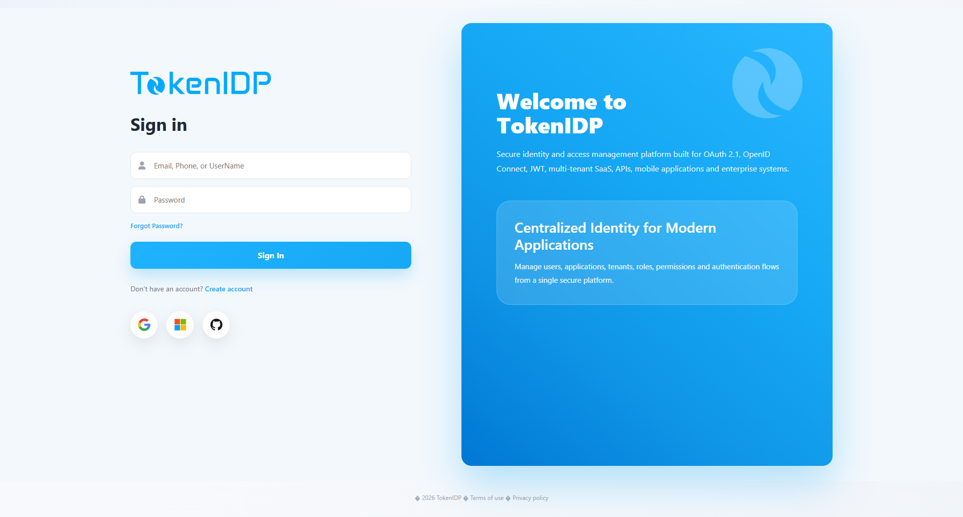 Admin Portal sign-in page