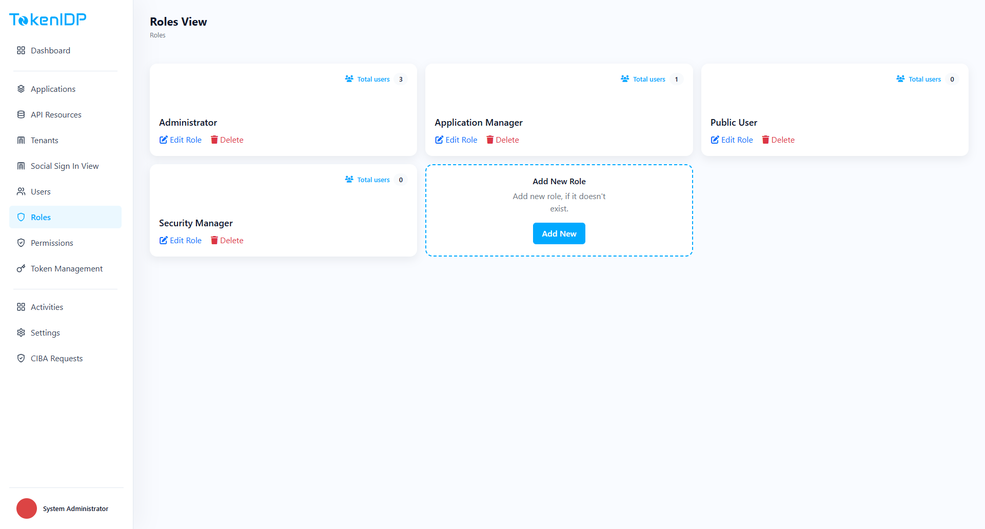 Admin roles screenshot